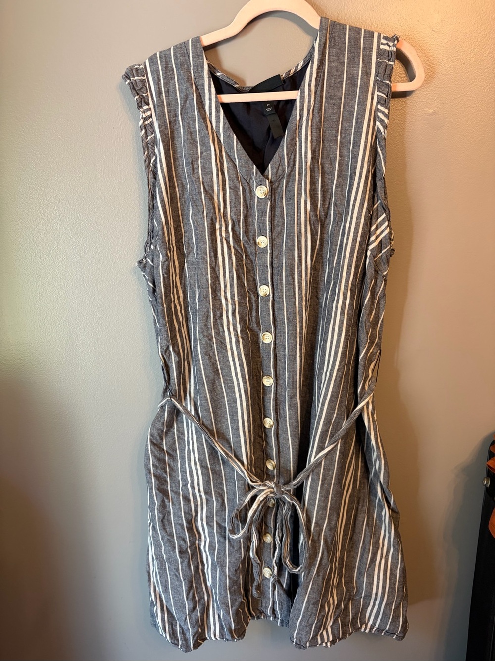 Lane Bryant Sz 24 Striped Linen Dress